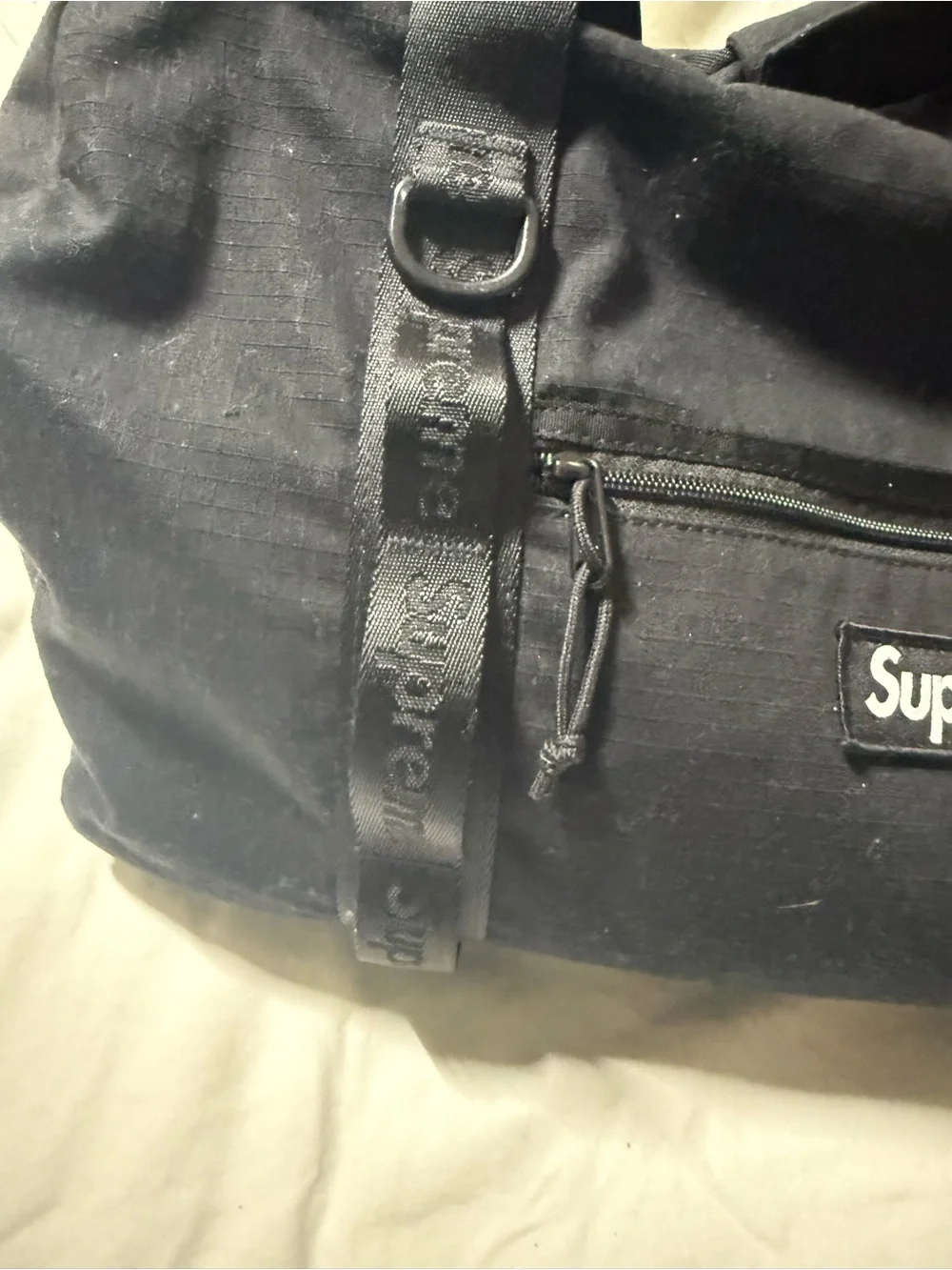 Supreme Black Duffel Bag with Box Logo Patch